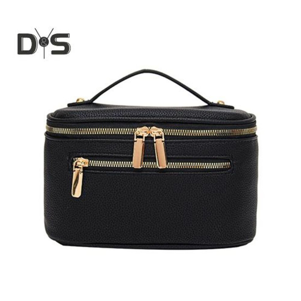 (black) Cosmetic Bag Makeup Case with Handle Large Capacity Zipper Closure Lightweight Portable Vanity Case Travel Toiletry Bag