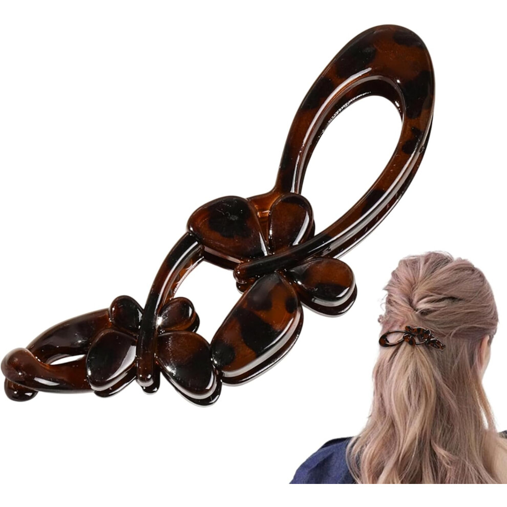 (Dark coffee) Twist Hair Clips, Ponytail Holder Clip with Decoration, Fashion Styling Accessories for Women, Girls, Girlfriend and Mother