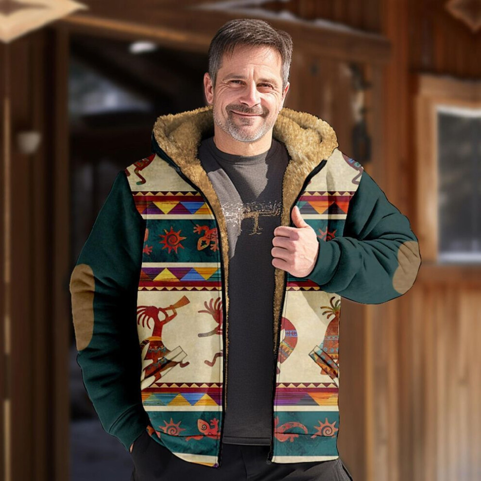 (khaki, XXXXXXXL) Men's Print Jacket Men's Spring And Autumn Casual Trend Zipper Hooded Jacket