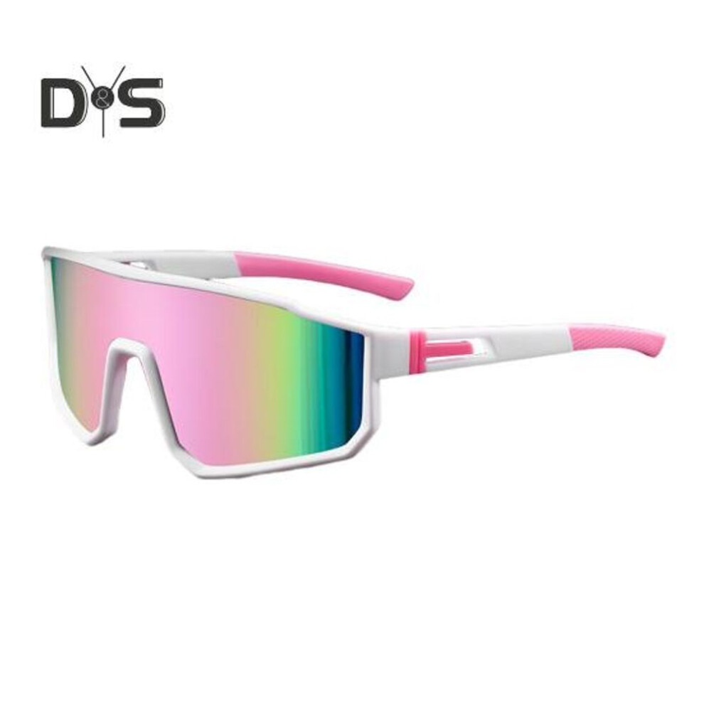 (white,pink) Outdoor Cycling Glasses With Pc Lens Uv Protection Windproof Lightweight Men Women Running Mountain Bike Sports Goggles Eyewear