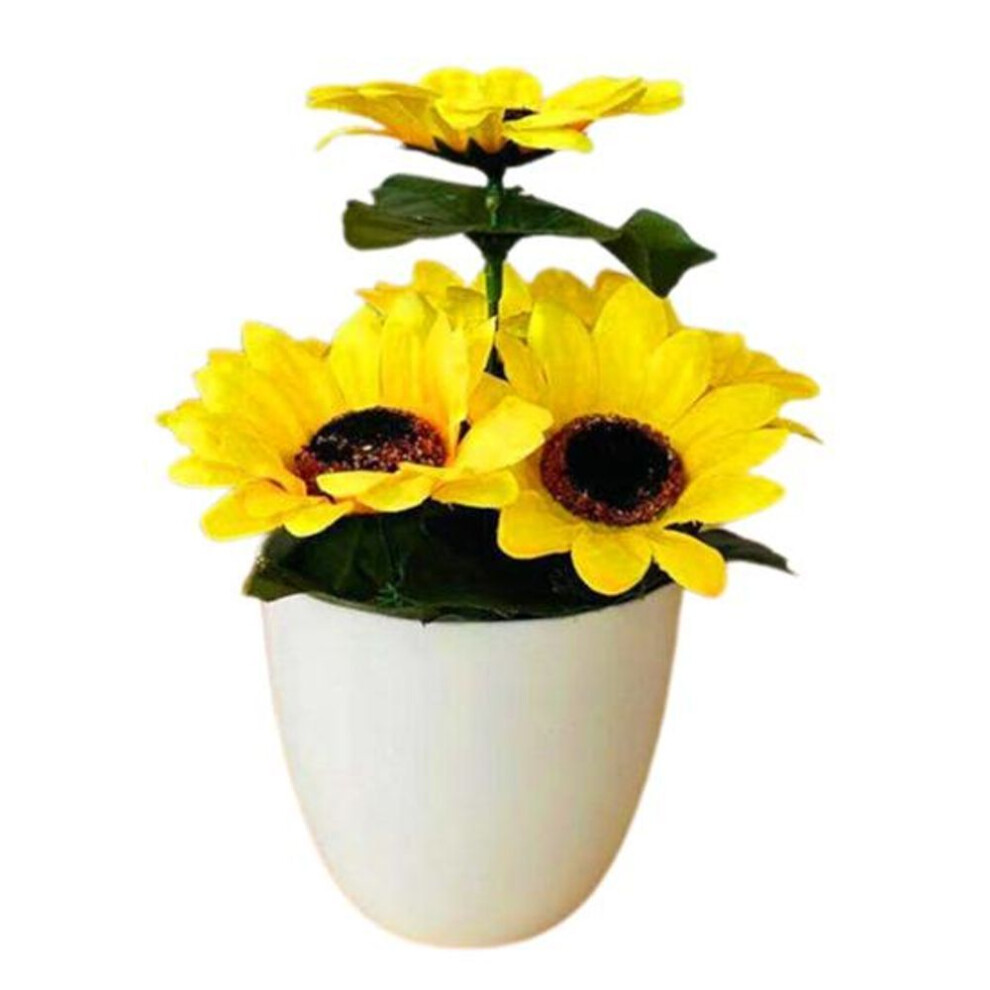 Artificial Plant Pot Imitated Sunflower Desktop Beautifying Faux Silk Flower Micro Landscape Simulation Bonsai