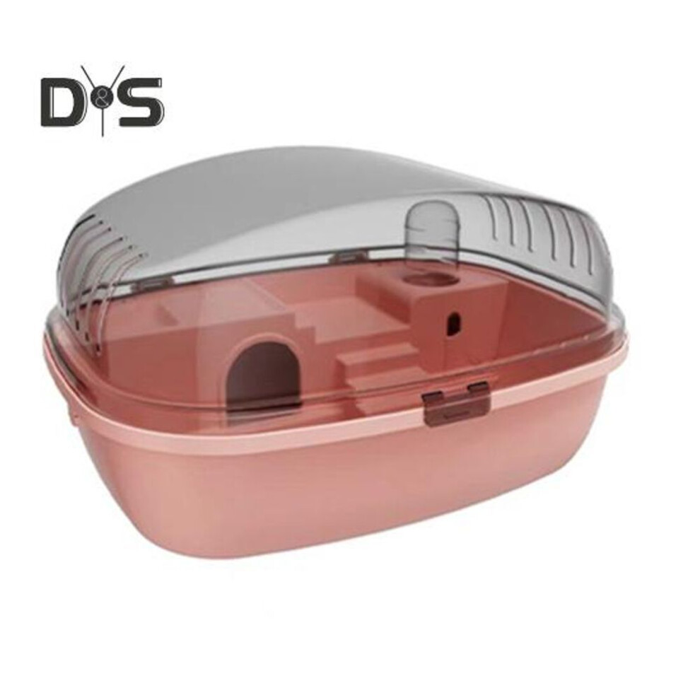(pink) Hamster Cage Detachable Hamster Habitat House 360 Degree Panoramic View Small Animal Cage Pet Breeding Box For Hamsters Hedgehogs Chinchillas