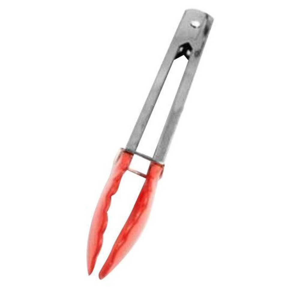 (red) Bbq Tongs Ergonomic Handle Heat Resistant Metal Food Serving Grill Food Tongs
