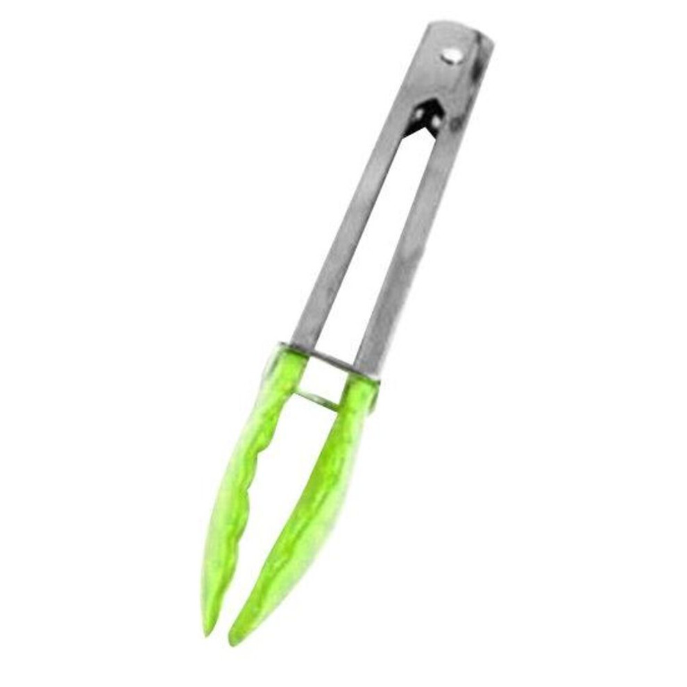 (green) BBQ Tongs Ergonomic Handle Heat Resistant Metal Food Serving Grill Food Tongs