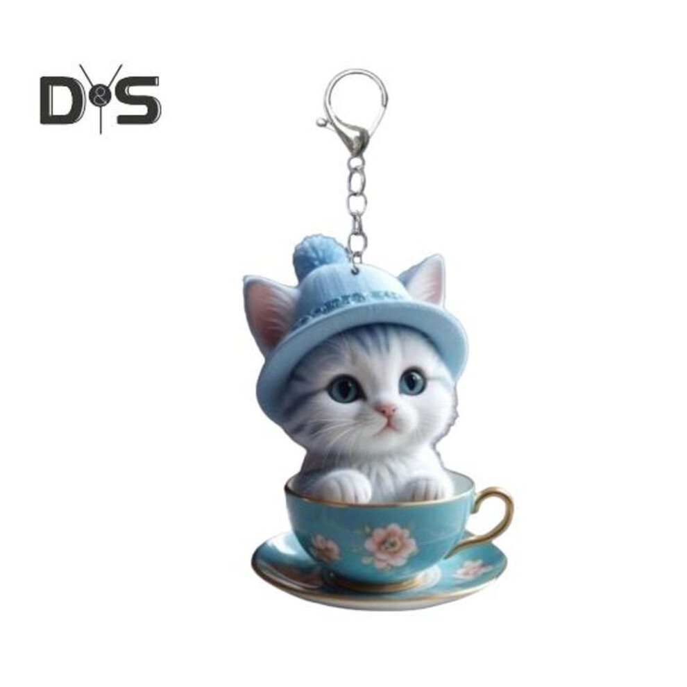 (as the picture, A) Cartoon Cat Acrylic Pendant Hanging Ornament High Durability Easy to Hang Decorative Car Rearview Mirror Keychain Pendant