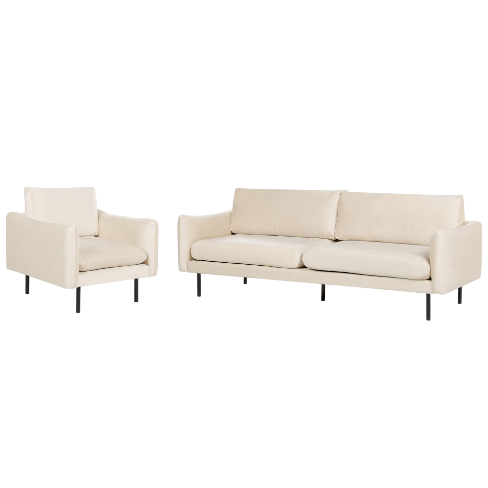 Living Room Set 4 Seater VINTERBRO Velvet Light Beige