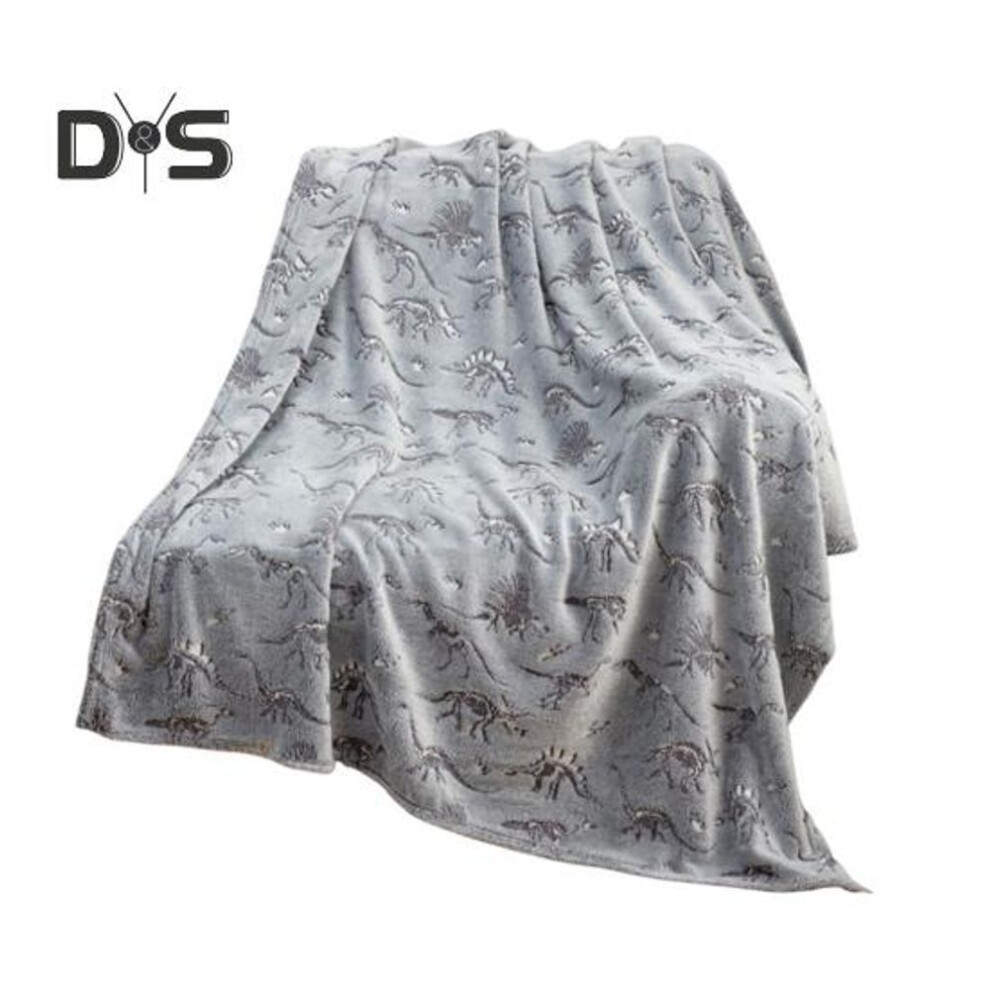 (as the picture, L) Dinosaur Throw Blanket Glow In The Dark Children Bedroom Bed Sofa Travel Lightweight Plush Cozy Warm Office Nap Blanket For All Season Use