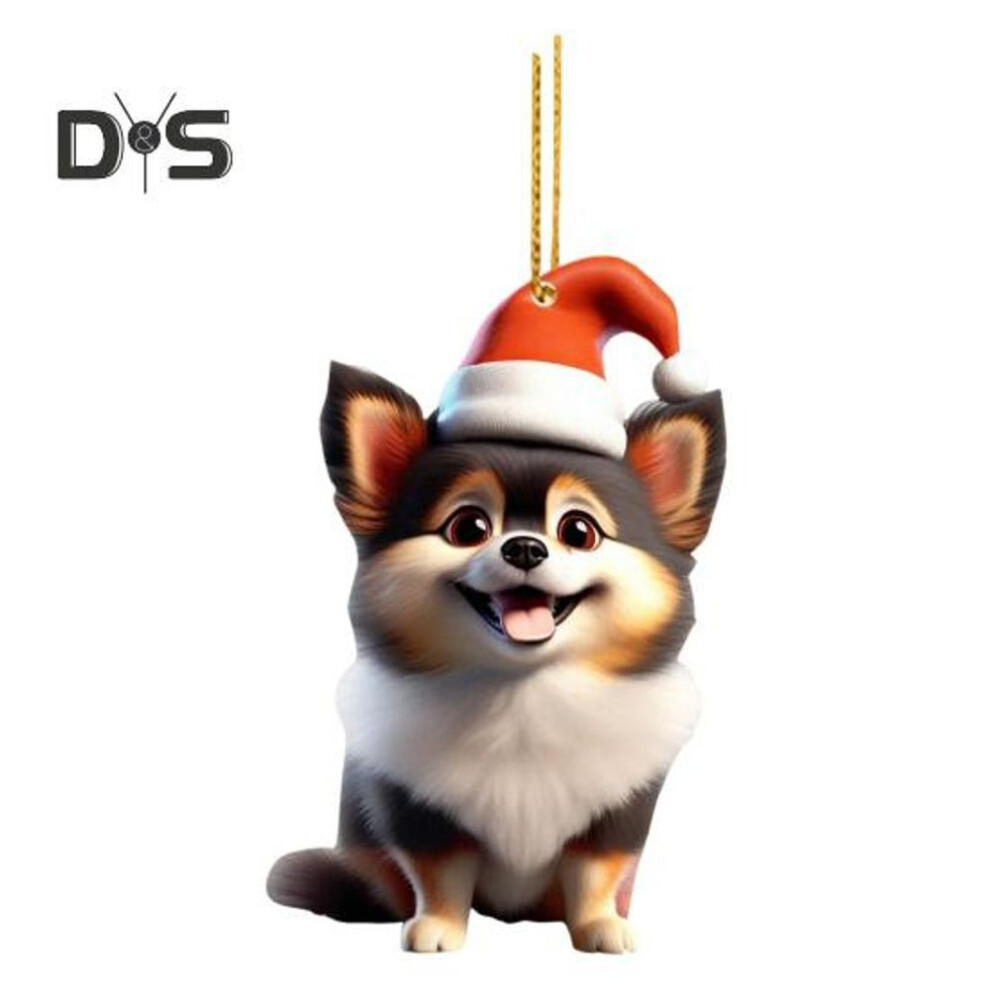 (as the picture, F) Christmas Tree Hanging Ornament Cartoon Dog Xmas Tree Decoration 2d Flat Acrylic Pendant For Door Window Wall Car Decor