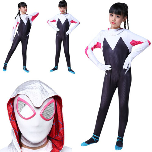 (140)Μάσκα και φόρμα του Gwen Stacy από το Spiderverse για παιδιά, φορμάκι cosplay 1