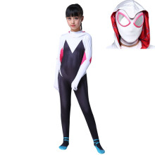 (140)Μάσκα και φόρμα του Gwen Stacy από το Spiderverse για παιδιά, φορμάκι cosplay
