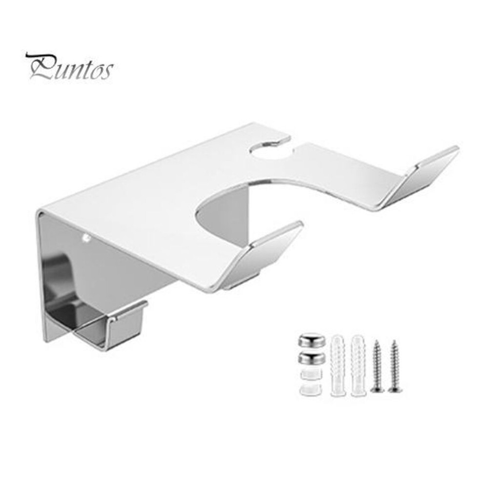 (silver) Hair Dryer Stand Wall Mount Storage Holder Strong Load-bearing Waterproof Easy Installation Universal Hair Dryer Rack Bathroom Storage Organizer