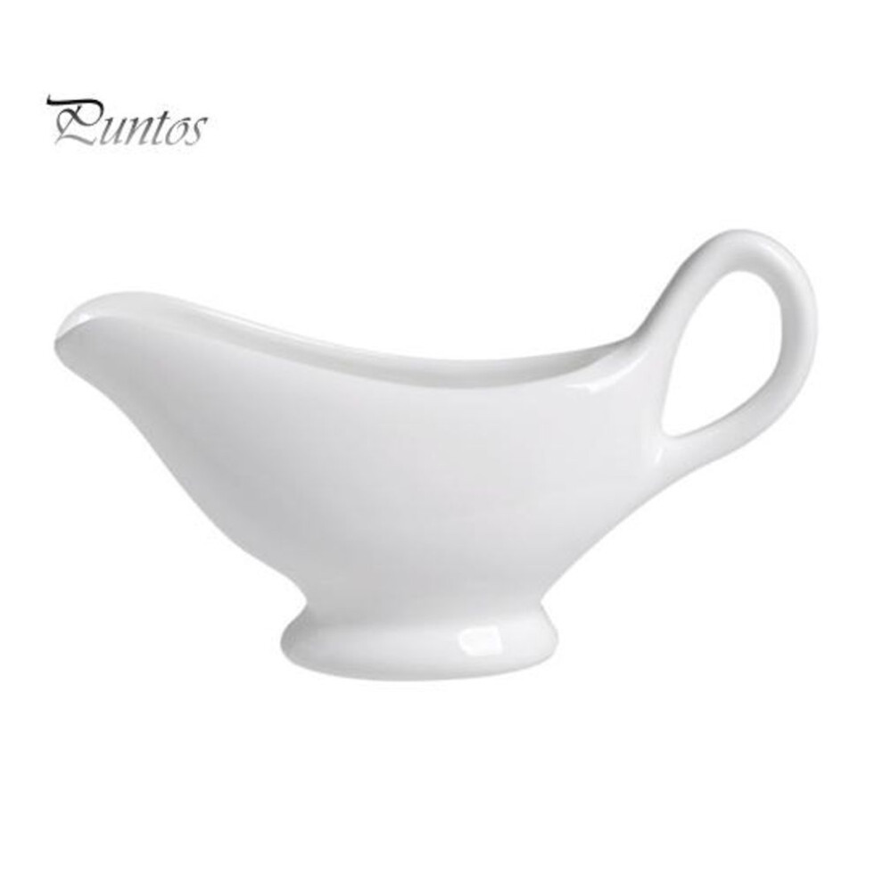 (as the picture, L) White Ceramic Gravy Boat Sauce Server With Large Pour Spout Non-slip Bottom Gravy Dispenser For Gravy Salad Dressings