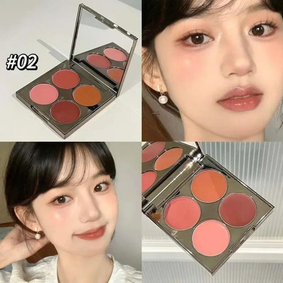 (H02) Retro Reddish Brown Blusher Palette Multi-purpose Nude Cream Cheek Blush Contour Lip Mud Natural Matte Face Rouge Shadow Palette
