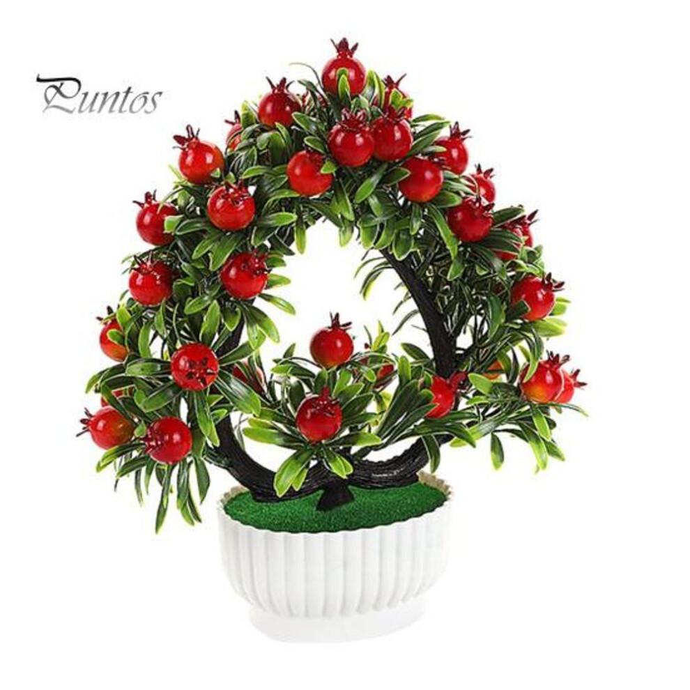 (as the picture, D) Artificial Potted Plants Realistic Love Heart Fake Fruit Tree Bonsai Green Plants Pot Decoration Home Office Table Centerpiece Faux Greenery Ornament