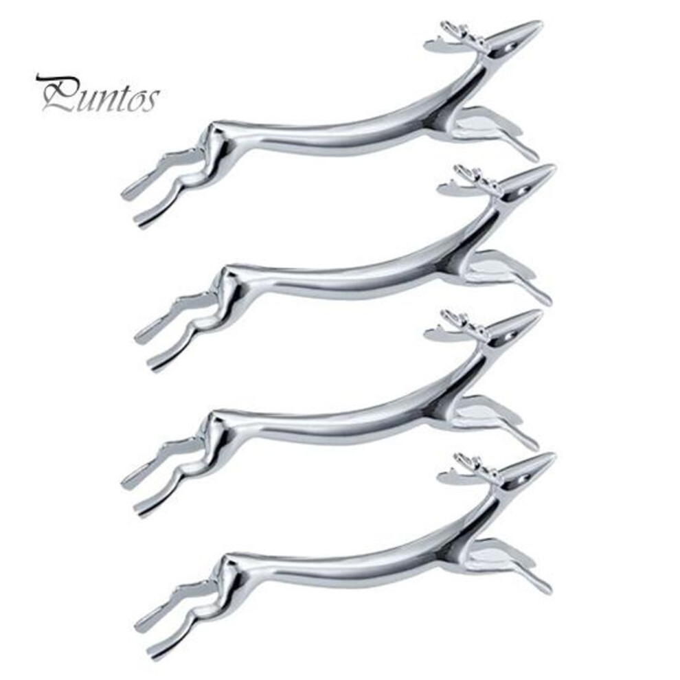 (as the picture, Deer) 4Pcs Chopstick Holder Cute Dachshund Deer Shape Zinc Alloy Spoon Fork Stand Chopstick Rest Pillow Home Kitchen Gadget