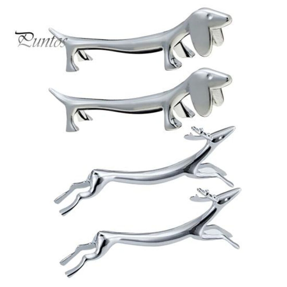 (as the picture, Mixed Style) 4Pcs Chopstick Holder Cute Dachshund Deer Shape Zinc Alloy Spoon Fork Stand Chopstick Rest Pillow Home Kitchen Gadget
