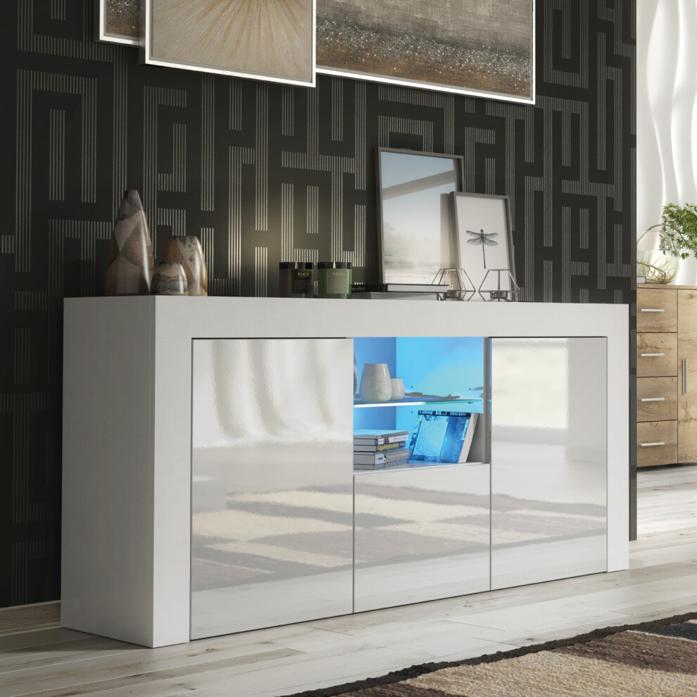 Aurora 145cm TV Unit LED - White Gloss Doors