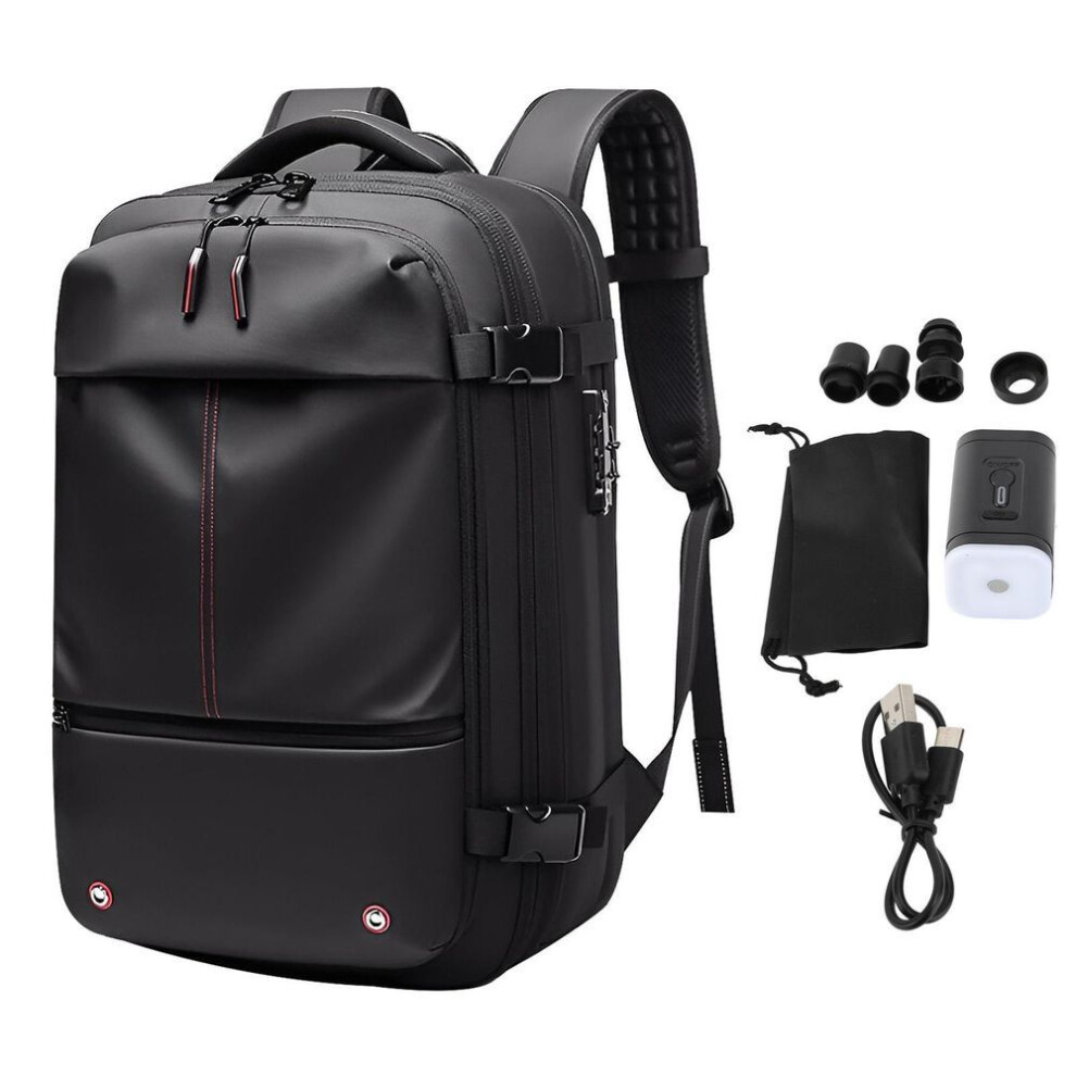 (black) Vacuum Backpack 19 Inch Large Capacity Stylish Casual Waterproof Men Expandable Travel Backpack