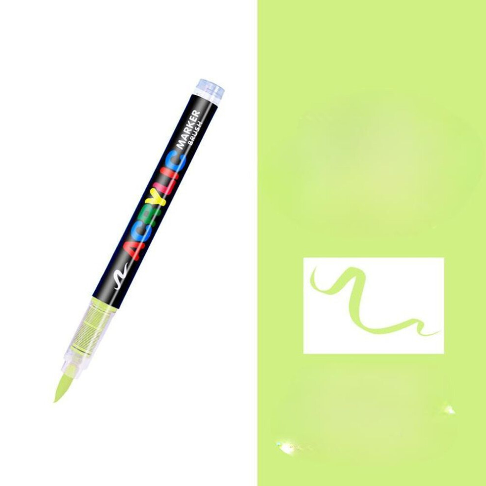 (light green, 1pc) Acrylic Paint Pens, Soft Brush Tip Acrylic Paint Markers, Color Acrylic Markers Ideal For Canvas, Rock Painting, Wood, Stone, Glass, Ceramic