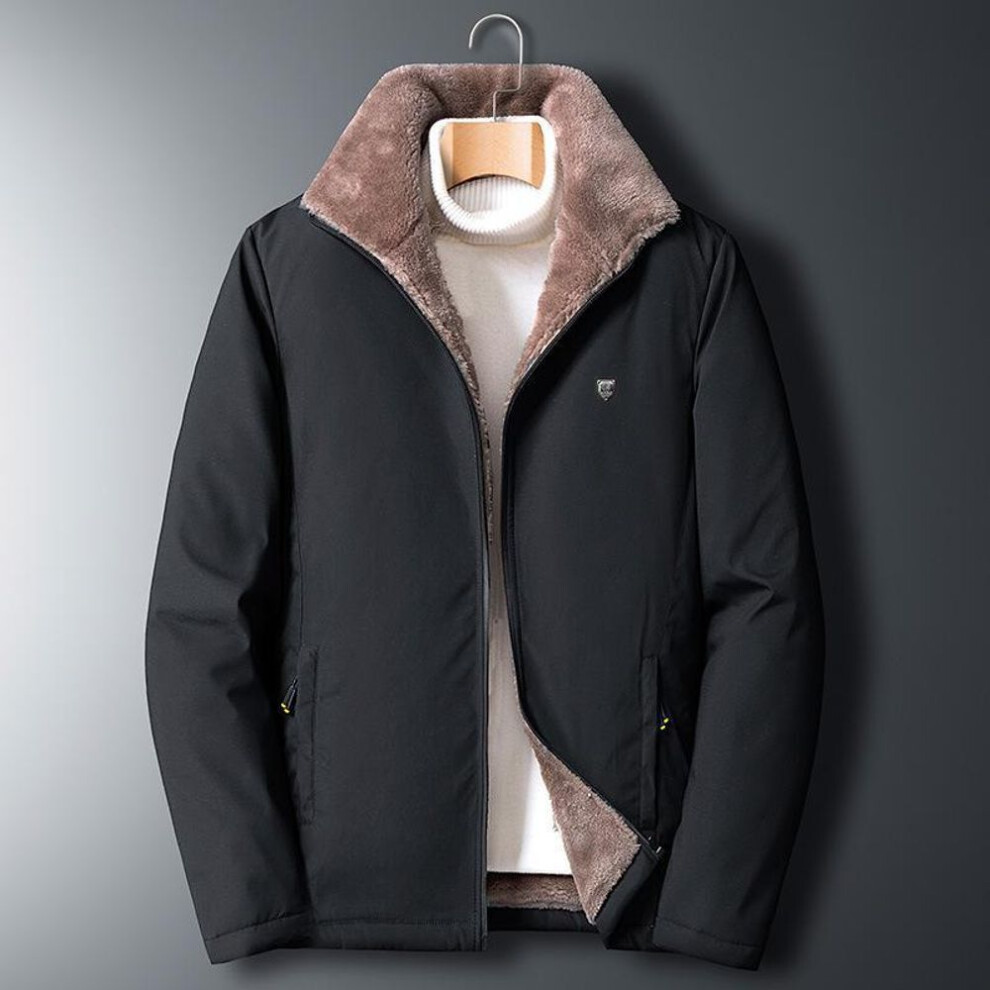 (black, L) Men's Winter Coat - Cross-border Dad, Middle-aged Jacket, Plus Velvet Thickening for Elderly - Spring, Autumn, and Winter Style