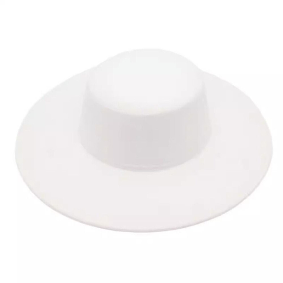 (white) Elegant Wide Brim Felt Hat French Flat-top Cap New Women Flatcap  Women