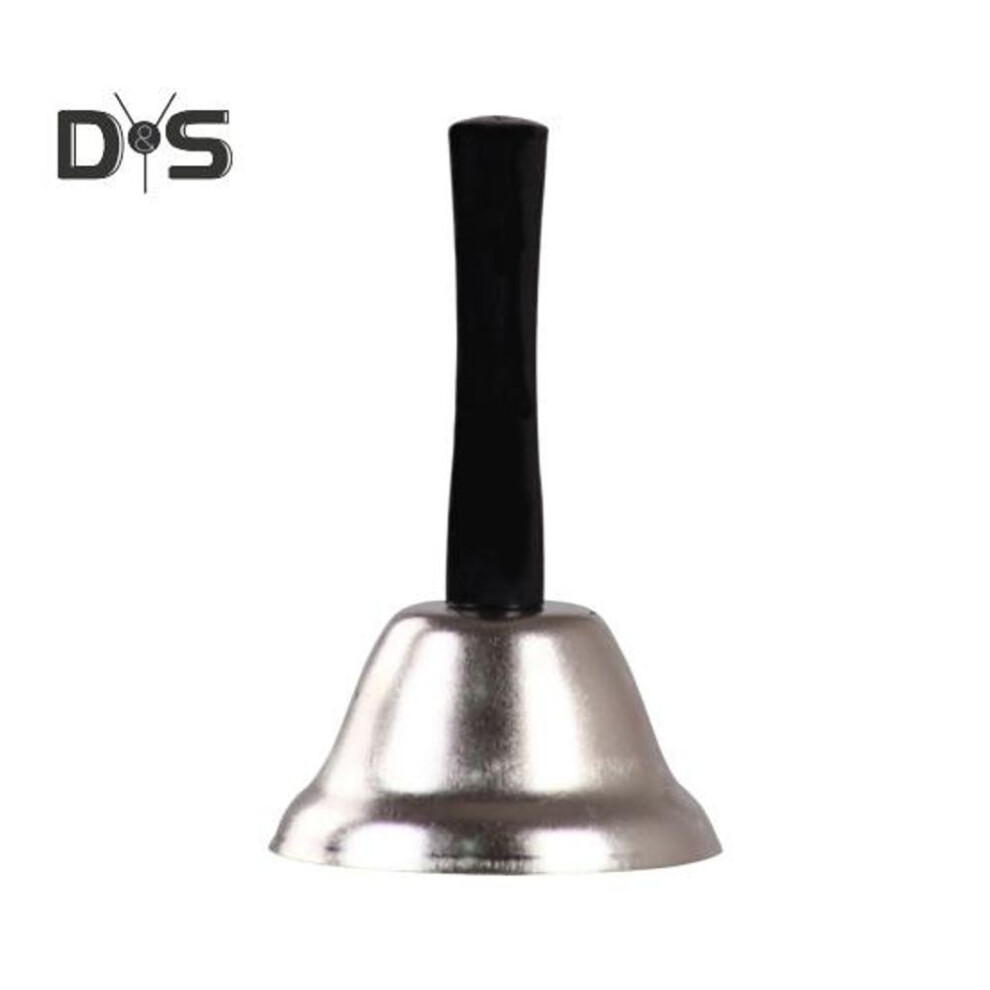 (silver) Christmas Hand Bell Wooden Handle Jingle Bells Clear Tone Handbell for Santa Claus Attraction Attention School Wedding Party Supplies