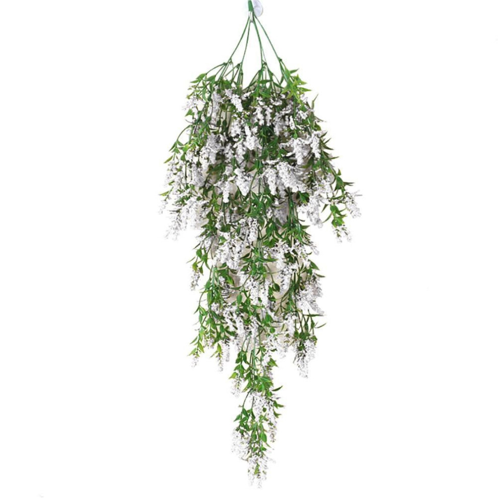 (white) Artificial Lavender Wall Hanging Vine Rattan Wedding Party Decor