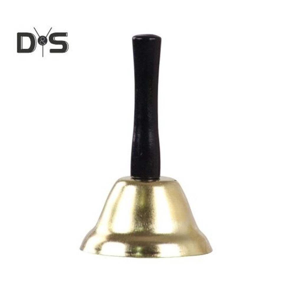 (golden) Christmas Hand Bell Wooden Handle Jingle Bells Clear Tone Handbell For Santa Claus Attraction Attention School Wedding Party Supplies