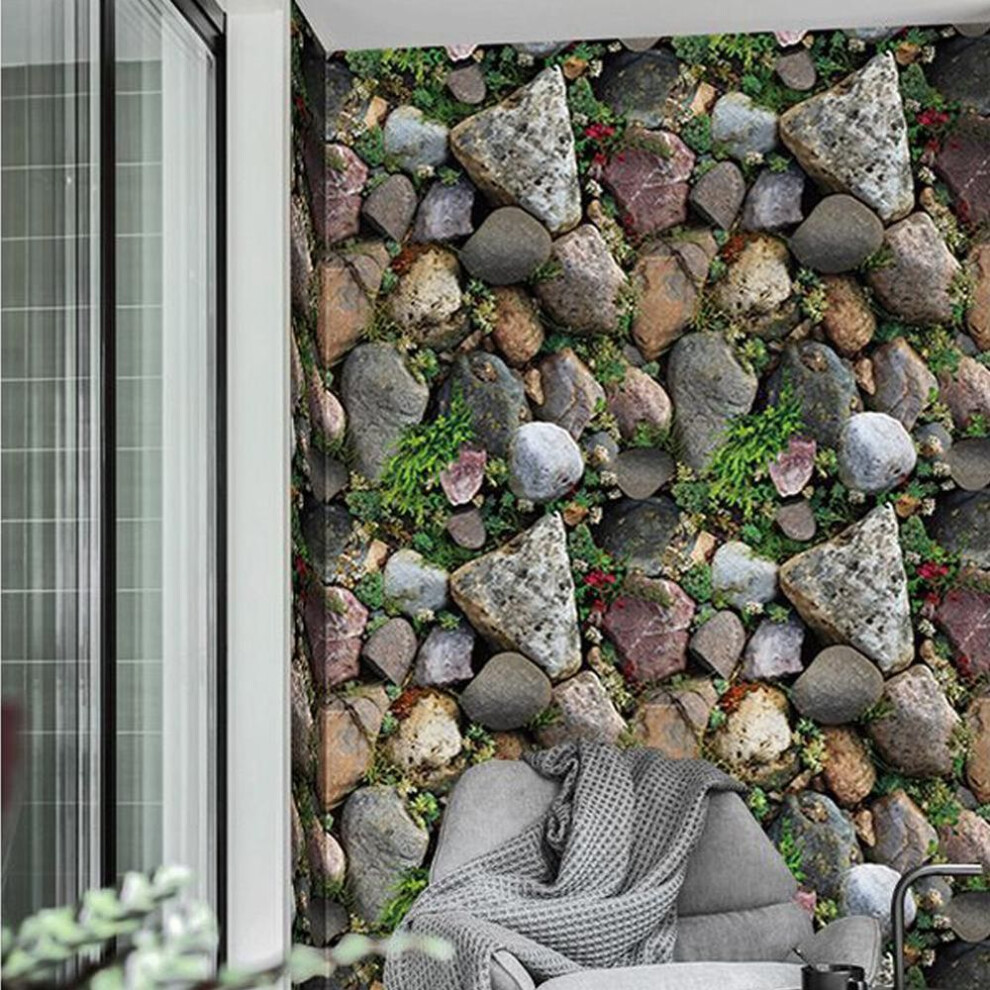 Stone Rock Grass Wallpaper Tv Background Decal Living Room Cafe Decor Sticker