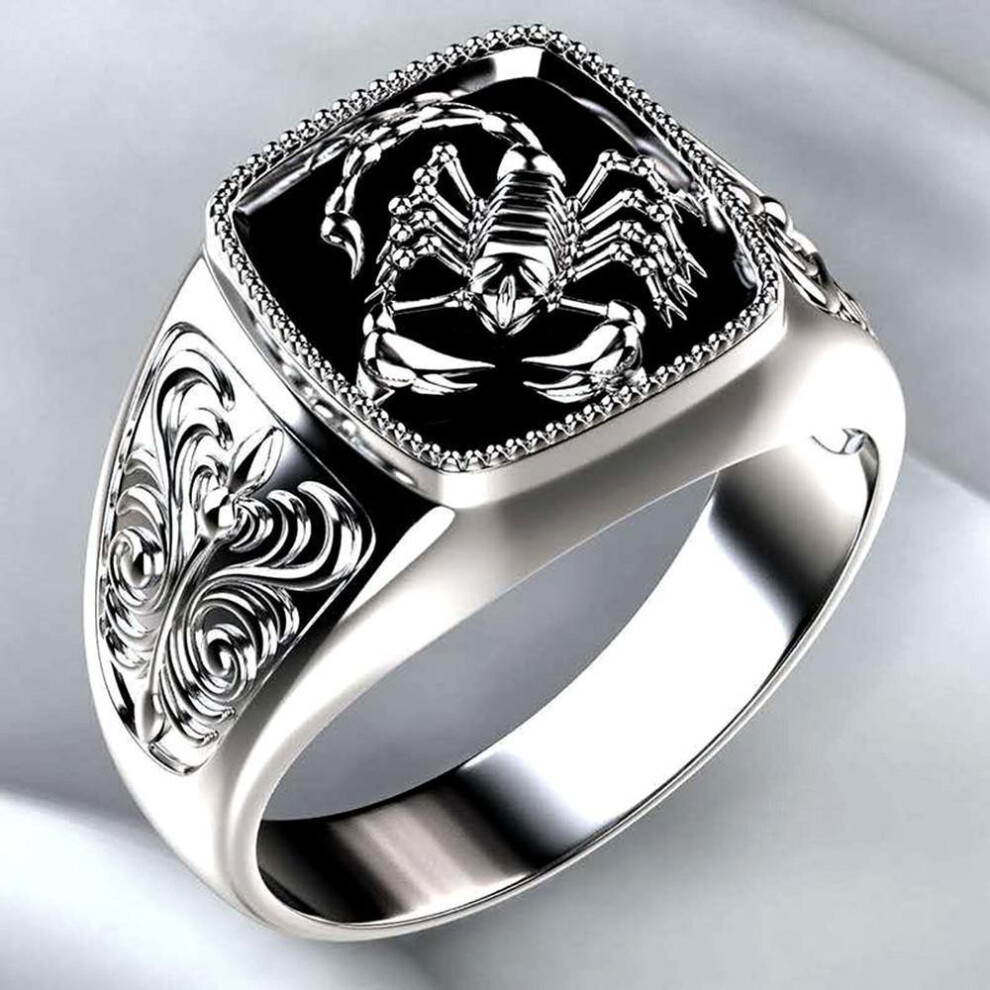(as the picture, US 9) Fancy Trinket Scorpion Engraved Wide Finger Ring Birthday Club Party Jewelry