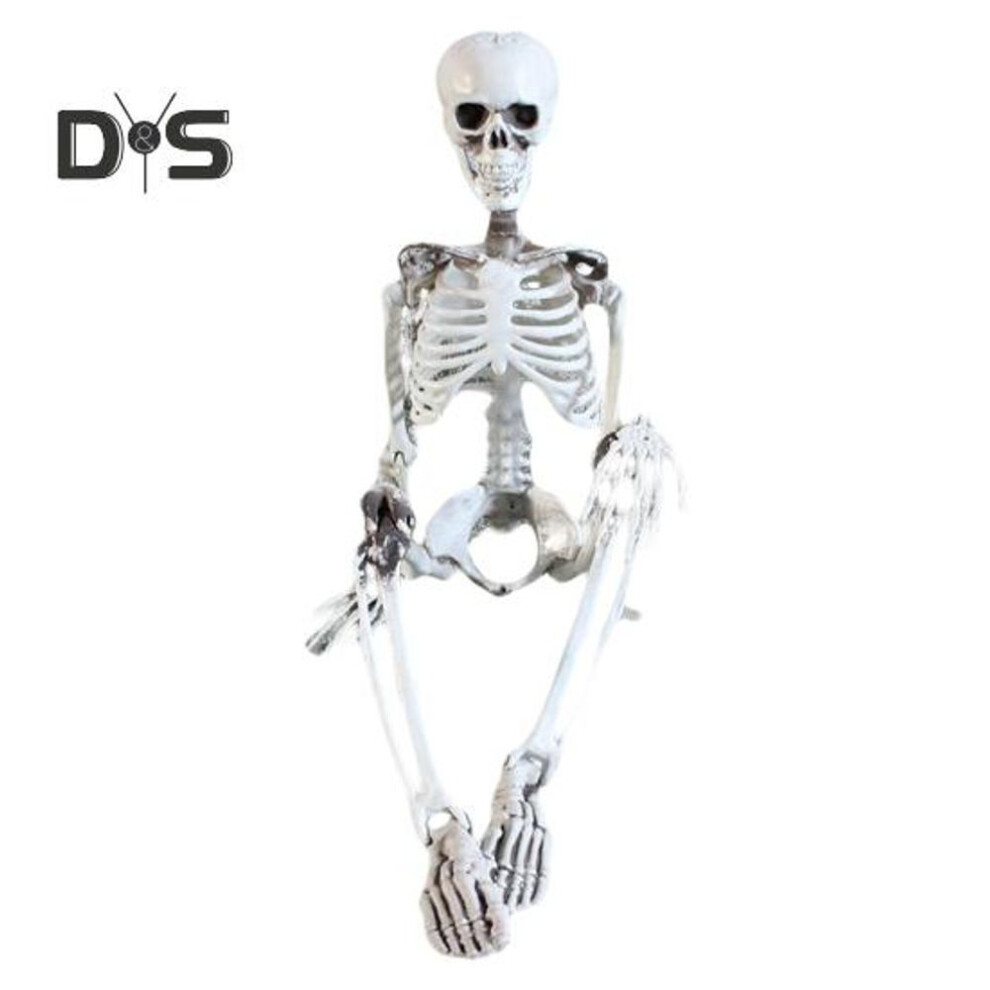 (as the picture, 90 cm) Halloween Skeleton Decoration Realistic Plastic Human Bone Figurine with Posable Joints for Haunted House Indoor/Outdoor Decor