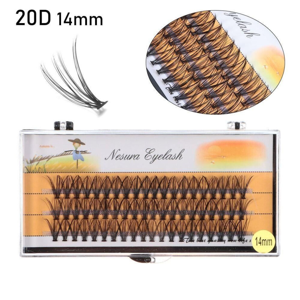 (14mm-20D) 8-16mm Lash Clusters C Curl Individual Lashes  For Beginners Self Application At Home