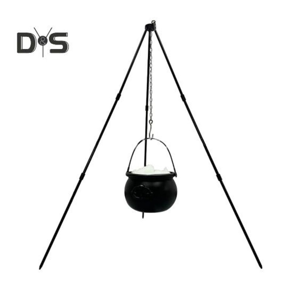 (as the picture, S) Halloween Witch Cauldron Decorations Outdoor Large Glowing Witches Cauldron on Tripod Spooky Candy Bucket Bowl Decor for Halloween Party