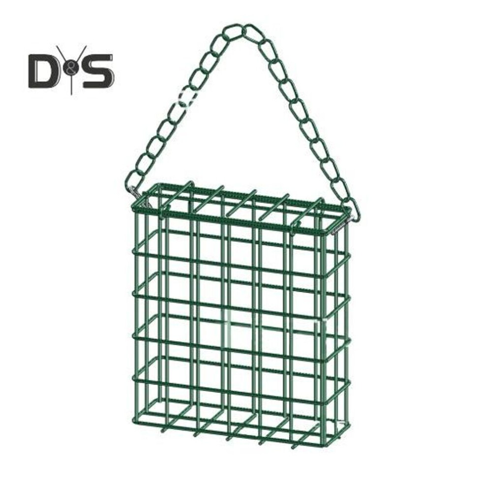 (dark green) Suet Cage Bird Feeder Outdoor Garden Iron Cages Outside Hanging Suet Feeder Single Suet Cake Wild Bird Feeder