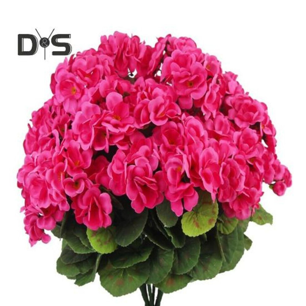 (rose red) Artificial Begonias Bunch Reusable Wedding Party Decor Faux Flowers Fake Begonia Flowers for Home Interior Garden Porch Decoration