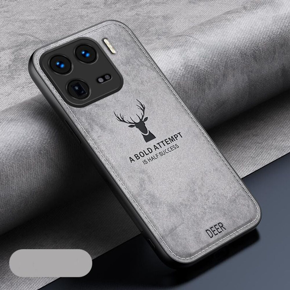 (gray, Redmi Note 13 4G) Business Leather Slim Phone Case For Xiaomi 14T Pro 13T 12T Poco D6 X6 Redmi 14C Note 13 Pro 12 11 Luxury Deer Print Shockproof Soft Matte Back Cover