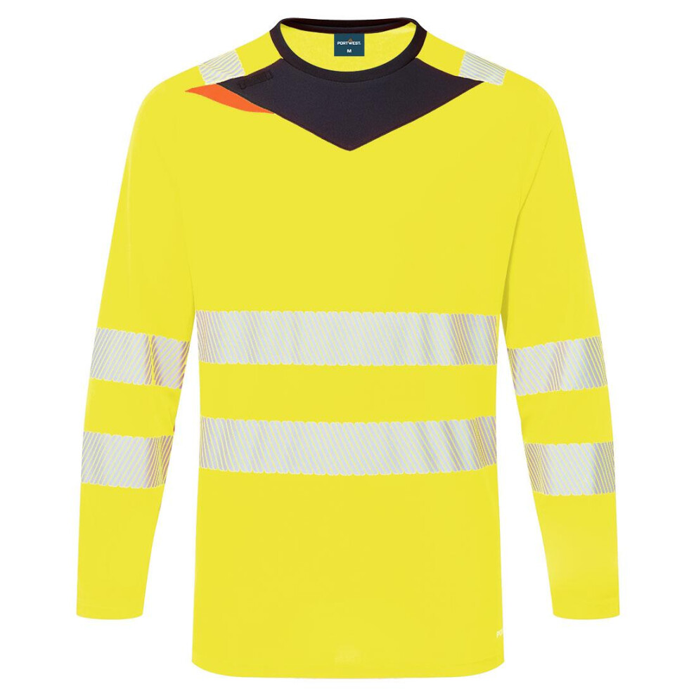 (XXL, Yellow/Black) Portwest Mens DX4 Hi-Vis Long-Sleeved T-Shirt