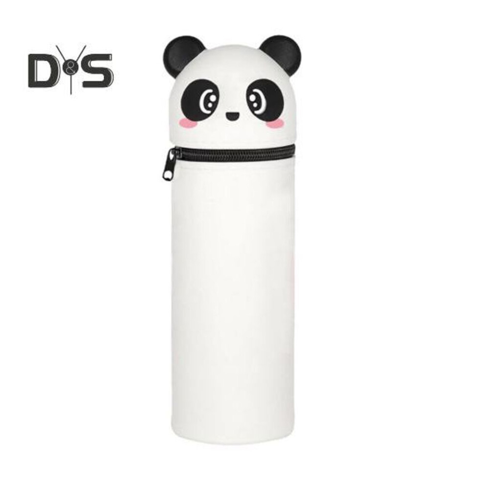 (as the picture, B) Telescoping Silicone Pencil Case Cartoon Animal Standing Pen Holder Pop Up Stationery Cosmetic Storage Bag For School Office