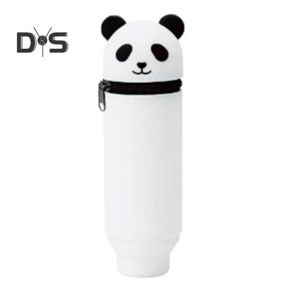 (as the picture, A) Telescoping Silicone Pencil Case Cartoon Animal Standing Pen Holder Pop Up Stationery Cosmetic Storage Bag For School Office