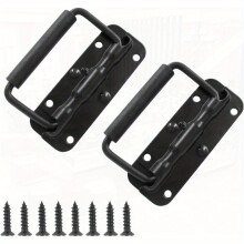 (Black) 2pcs Spring Loaded Handles Black Heavy Duty Handle Stainl Steel Chest Handle with Rubber Grip Surface Mount Folding Handles for Toolbox Chest Case