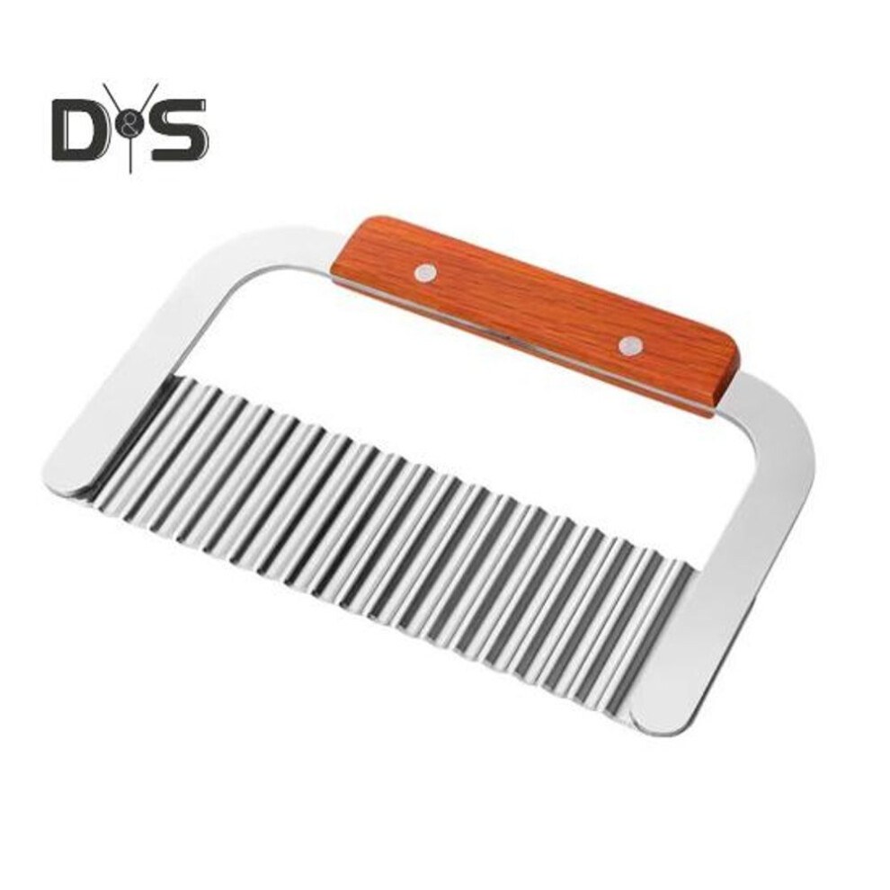 (as the picture, 1pc) 1/2 Pcs Potato Slicer Crinkle Cutter Stainless Steel Crinkle Chip Cutter Wavy Blade Potato Slicer French Fries Vegetable Chip Cutter Kitchen Chipper