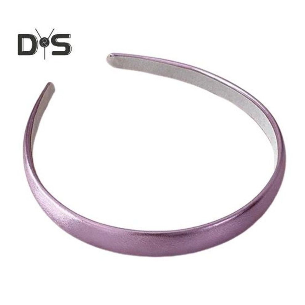 (pink) Adjustable Golden Headband Faux Leather Wrapped Thin Hair Hoop Luxurious Finish Satin Material Weddings Hairband