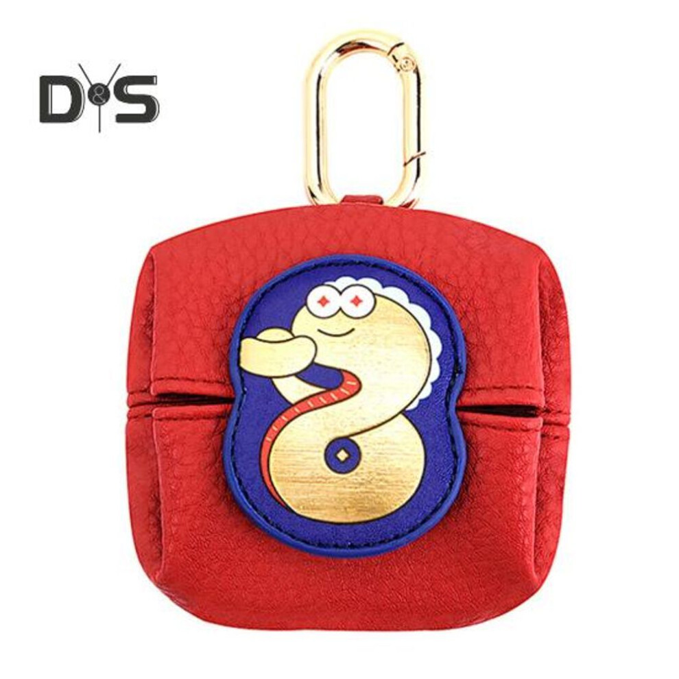 Coin Purse Small Earphone Bag Faux Leather Cartoon Snake Pattern Earrings Rings Necklace Organizer Retro Compact Jewelry Case