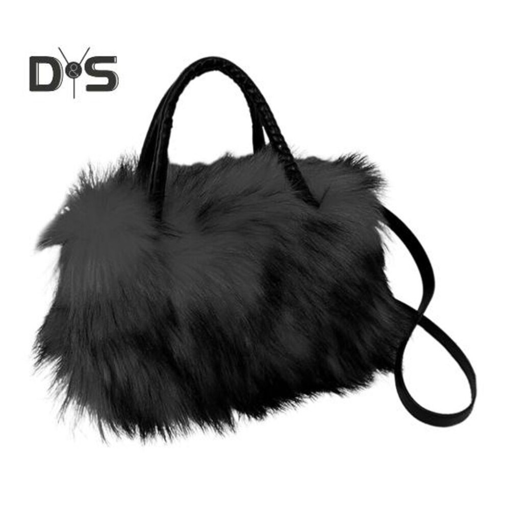 (black) Women Shoulder Bag Fuzzy Faux Fur with Handle And Shoulder Strap Large Capacity Zipper Closure Handbag for Daily Use Travel And Parties