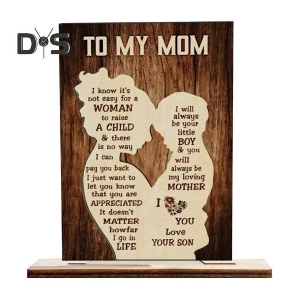 (as the picture, B) Mother's Day Wooden Ornament Gift for Mom from Daughter/Son Desk Decor Standing Sign Birthday Gratitude Gift for Mom