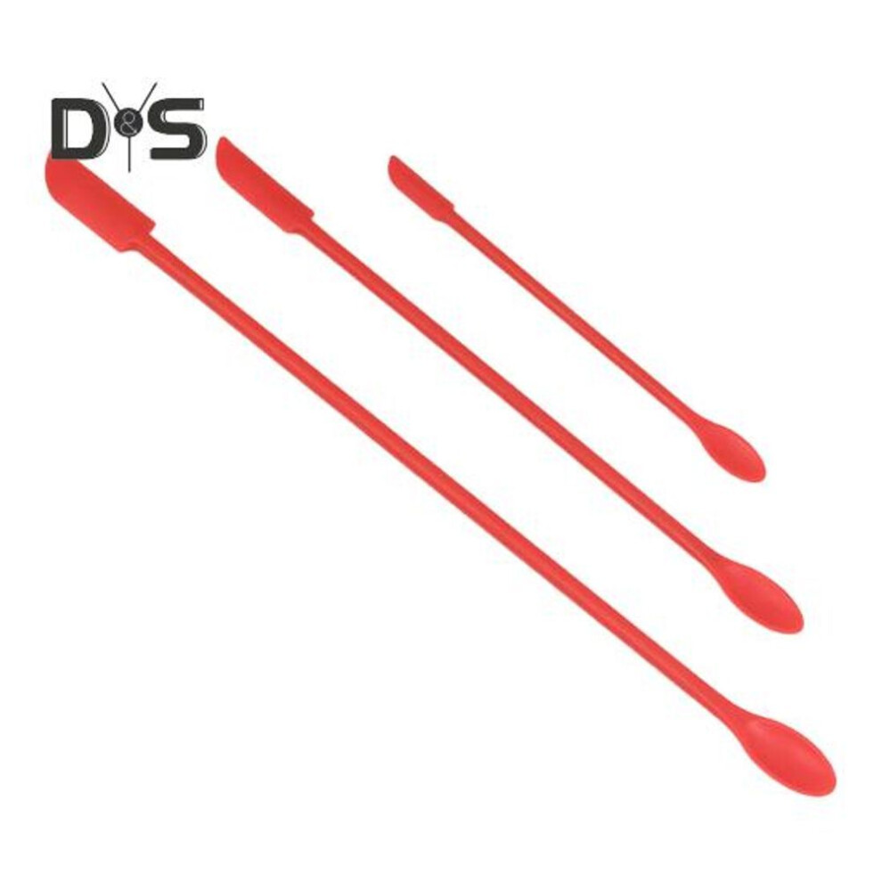 (red) 3Pcs Silicone Spatula Set Mini Jar Scraper Small Makeup Lotion Stirrer Mini Spatula for Jars Cosmetics Creams