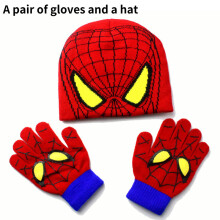 (Spider
Man) And Childrens Hat Gloves Knitted Wool And Set Cashmere Twopiece
