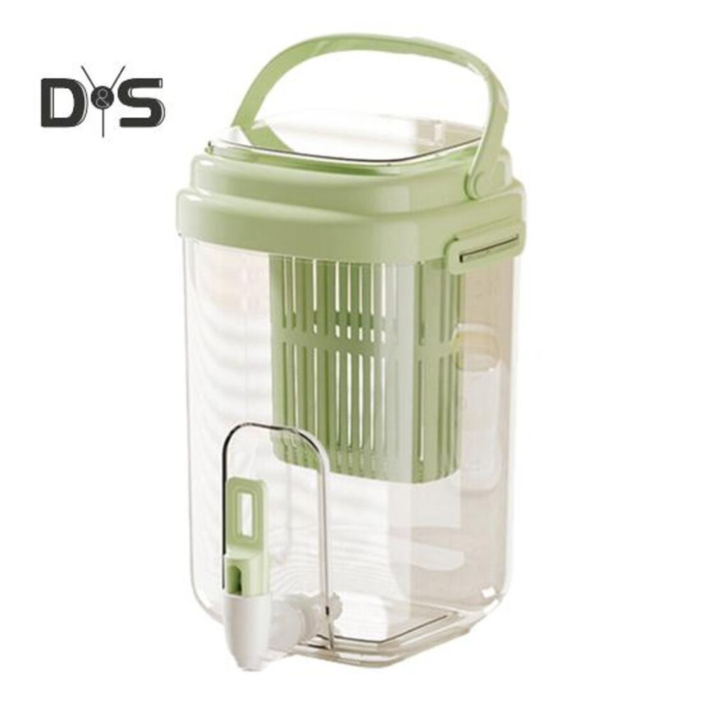 (green, A) Water Dispenser With Faucet Bpa-free Summer Juice Jug For Fridge 5l Leakproof Iced Tea & Fruit Infuser Pitcher Large Capacity Beverage Container F