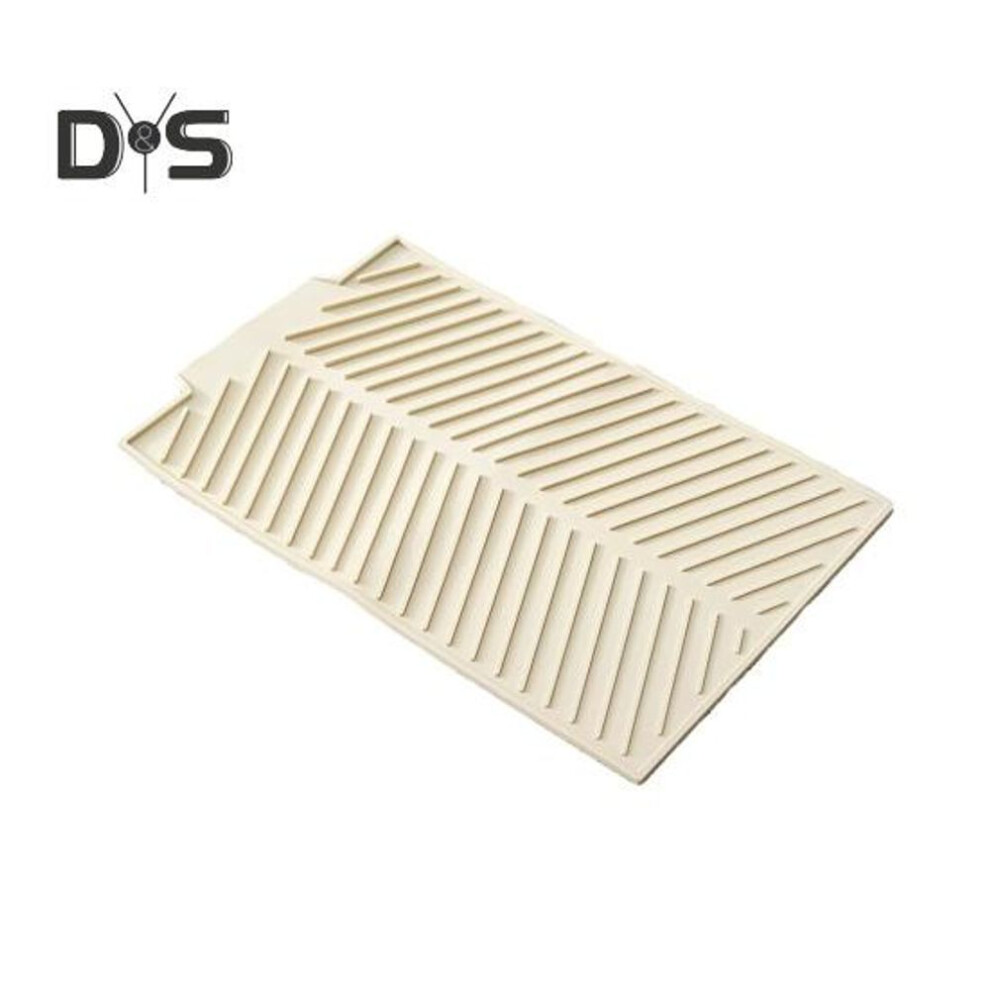 (beige) Silicone Drain Mat For Kitchen Counter Non-slip Heat Resistant Drying Pad With Built-in Drain Foldable Dish Drying Mat Kitchen Sink Accessory