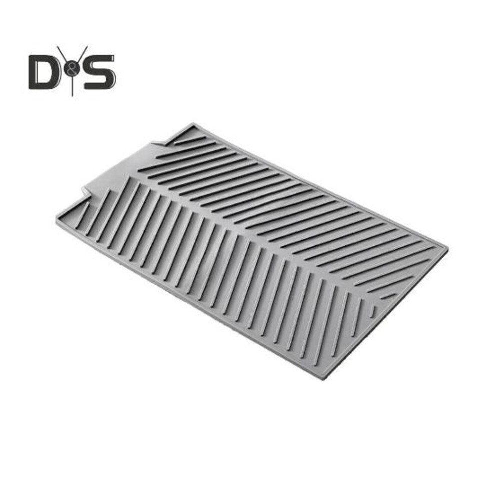 (grey) Silicone Drain Mat For Kitchen Counter Non-slip Heat Resistant Drying Pad With Built-in Drain Foldable Dish Drying Mat Kitchen Sink Accessory